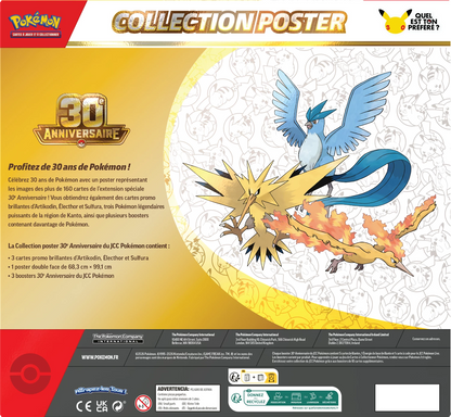 Pokémon-Poster-Set 30. Jubiläum, Rückseite mit großen Pokémon-Artworks und Textfeldern