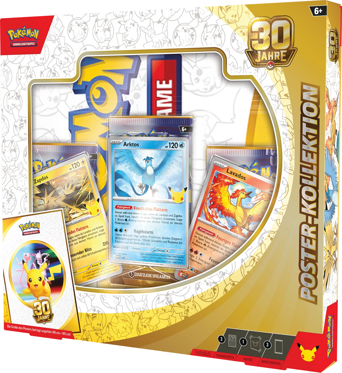 Pokémon-Poster-Kollektion 30 Jahre: Packung von vorn mit Kartenmotiven