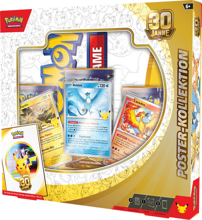 Pokémon-Poster-Kollektion 30 Jahre: Packung von vorn mit Kartenmotiven