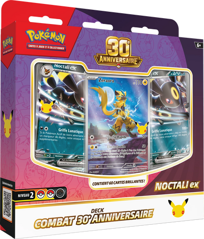 Pokémon Kampfdeck 30. Jubiläum Noctali ex in der Verpackung, Kartenansicht vorne