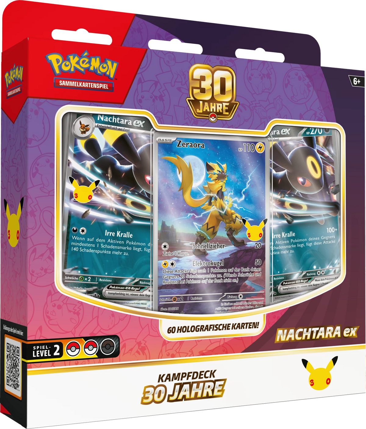 Pokémon Battle Deck 30 Jahre Nachtara ex in Box, Level 2 und Karten-Illustrationen