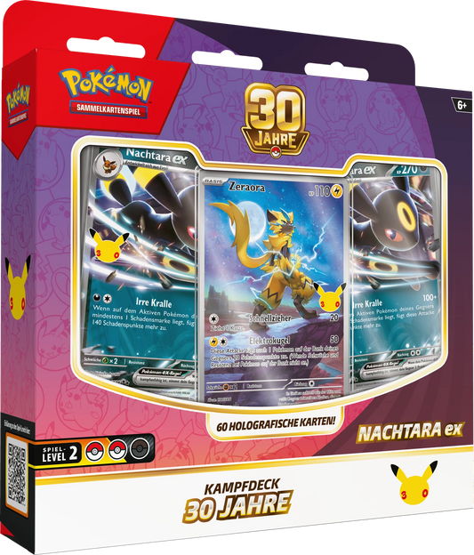 Pokémon Battle Deck 30 Jahre Nachtara ex in Box, Level 2 und Karten-Illustrationen