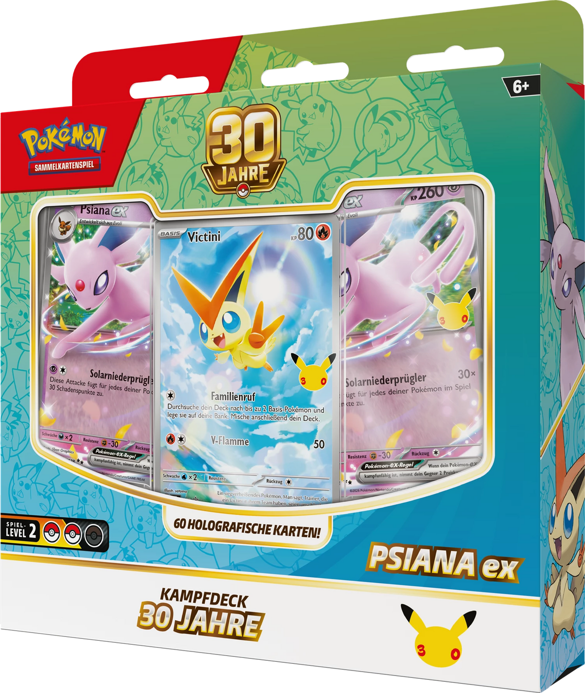 Pokémon Kampfdeck 30 Jahre Psiana ex, Packung mit drei holografischen Karten