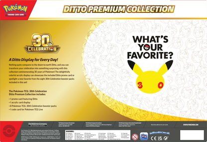 Ditto Premium Collection Rückseite mit Produktinfos und gelbem Pikachu-/Ditto-Icon