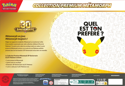 Pokémon Ditto Premium-Sammelbox (30. Jubiläum) mit Kartenfenster und Pikachu-Motiv