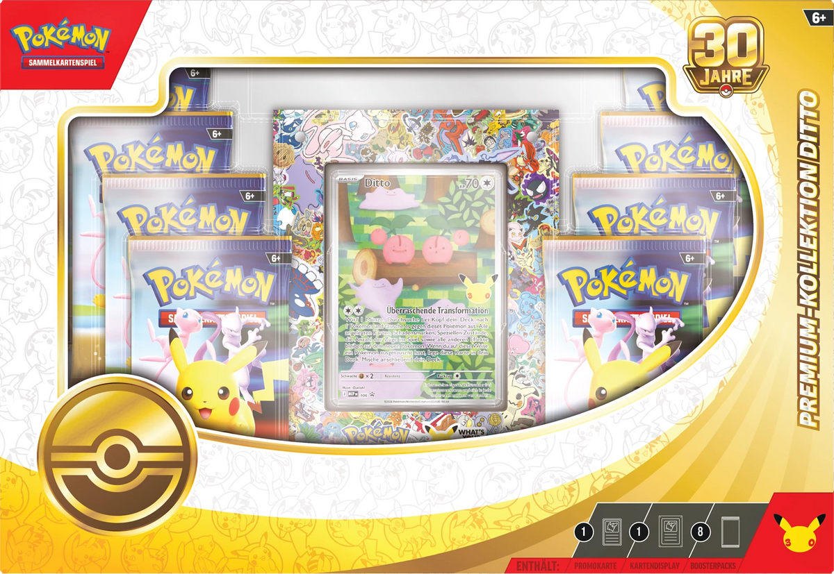 Pokémon 30-Jahre Ditto Premium-Kollektion Box mit drei Kartenfächern