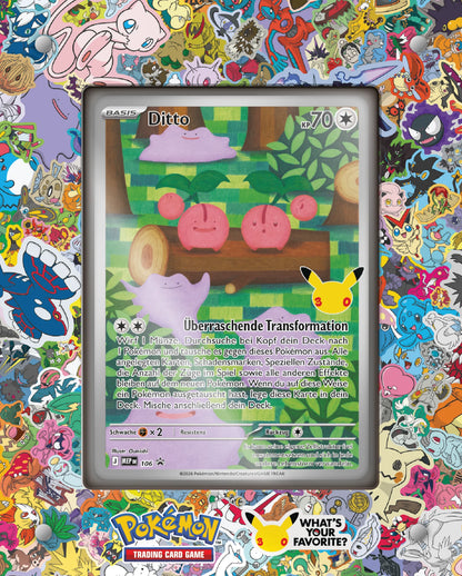 Pokémon TCG Ditto Karte im Kartentext-Detail, grüne Hintergründe