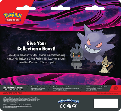 Pokémon-Sammelkartenspiel Blister-Set mit Gengar, Team Rockets Mimigma und 2 Boosterpacks