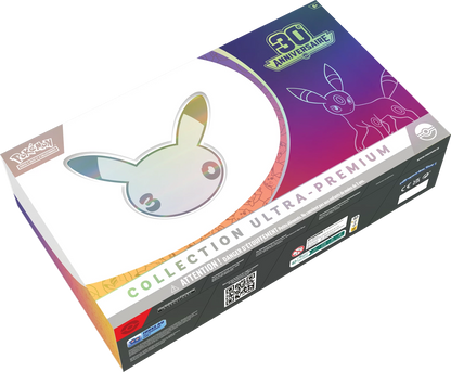 Pokémon Ultra-Premium-Kollektion Umbreon ex: Box von der Seite mit 30-Jahre-Emblem und Umbreon