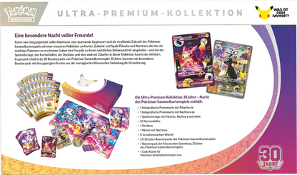 Pokémon Ultra-Premium-Kollektion Umbreon ex: Rückseite mit Inhalt und Karten-Abbildungen