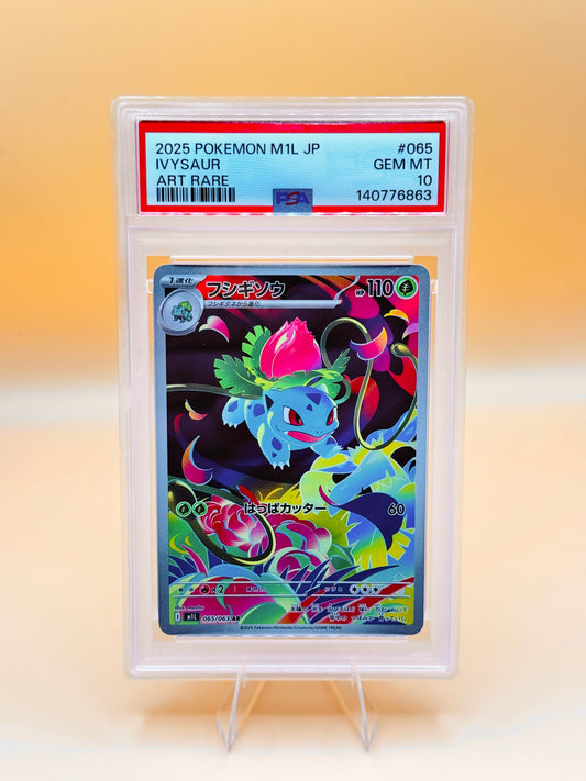 Ivysaur-Art-Rare-Sammelkarte #065/063 in PSA-10-Slab