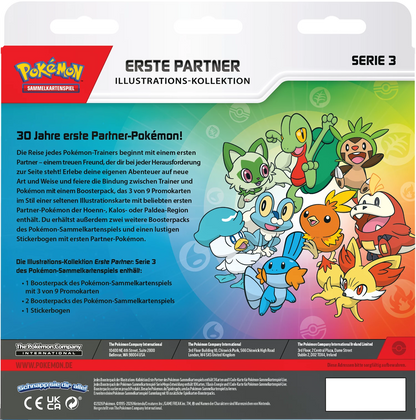 Pokémon Karten-Box Rückseite mit Illustrationen und Pokémon-Figuren