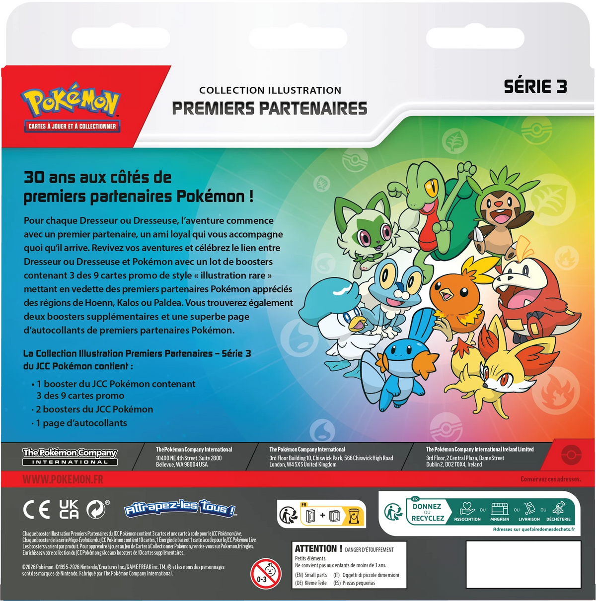 Pokémon Kartenkollektion „Erste Partner“, Serie 3, Rückseite mit Inhaltsangaben