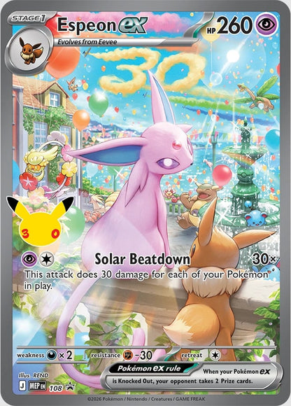 Pokémon-Karte Espeon ex, violettes Psychic-Motiv mit HP 260