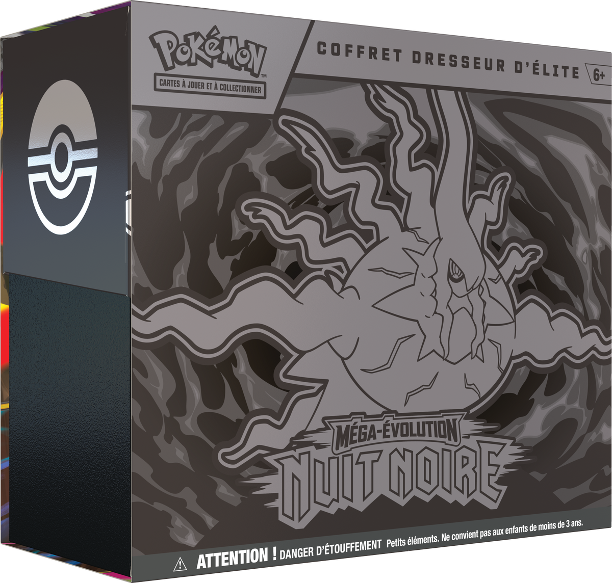 Pokémon Elite-Trainerbox in dunklem Anthrazit mit Pokémon-Logo und Emblem-Grafik