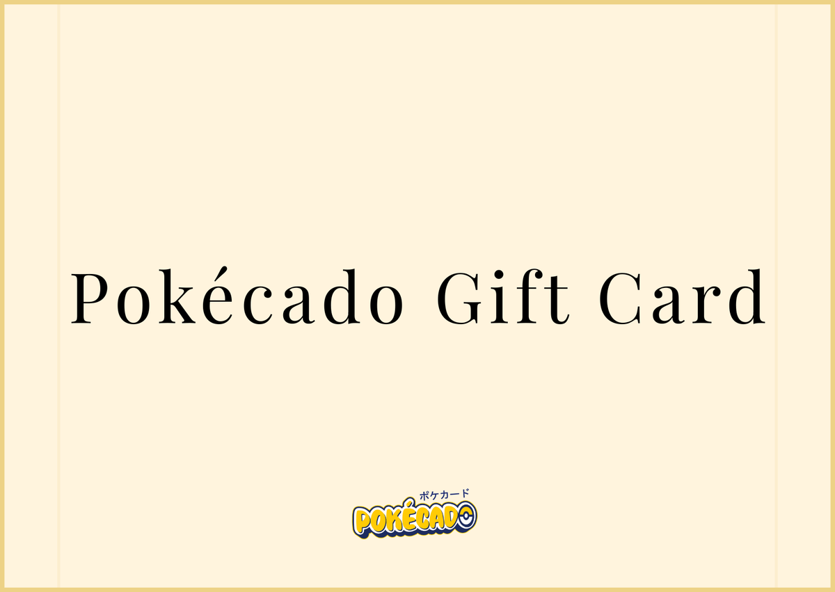 Pokécado Geschenkgutschein mit Pokécado-Logo, Vorderseite mit Schriftzug