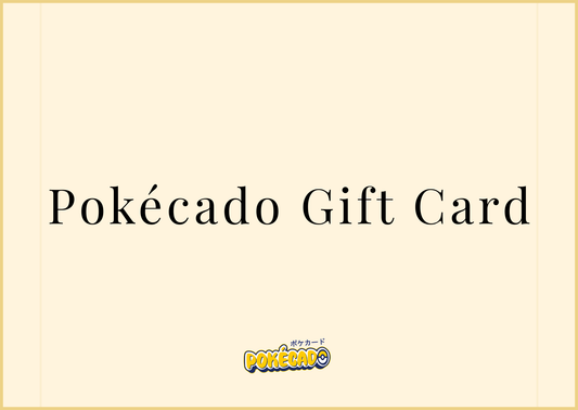Pokécado Geschenkgutschein mit Pokécado-Logo, Vorderseite mit Schriftzug