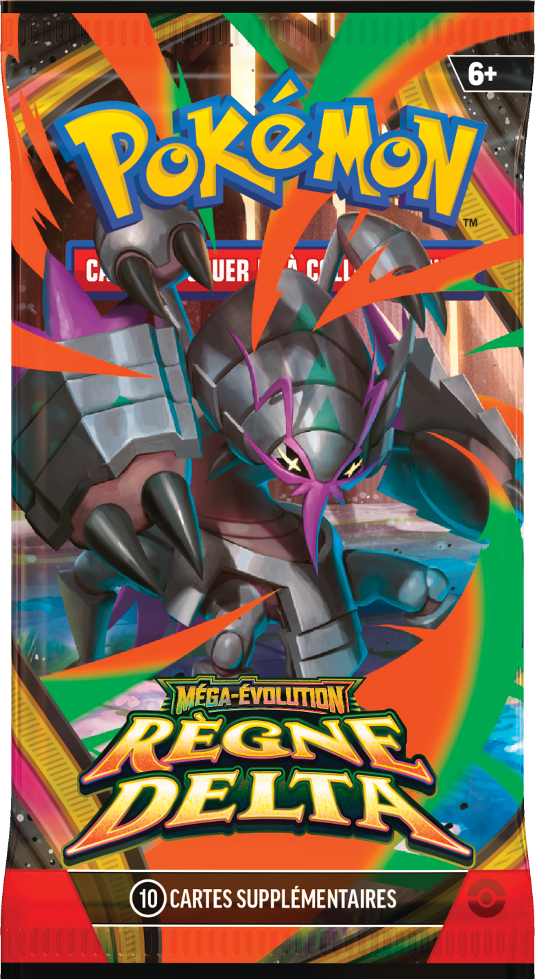 Pokémon Booster-Display mit schwarzem Mega-Evolution Delta-Reign Pokémon-Artwork