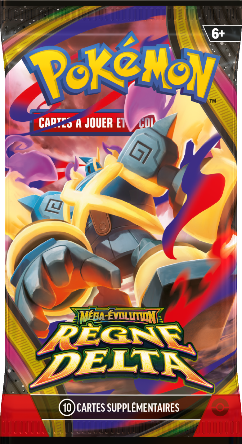 Pokémon Booster-Display mit gelbem Mega-Evolution Delta-Reign Pokémon-Artwork