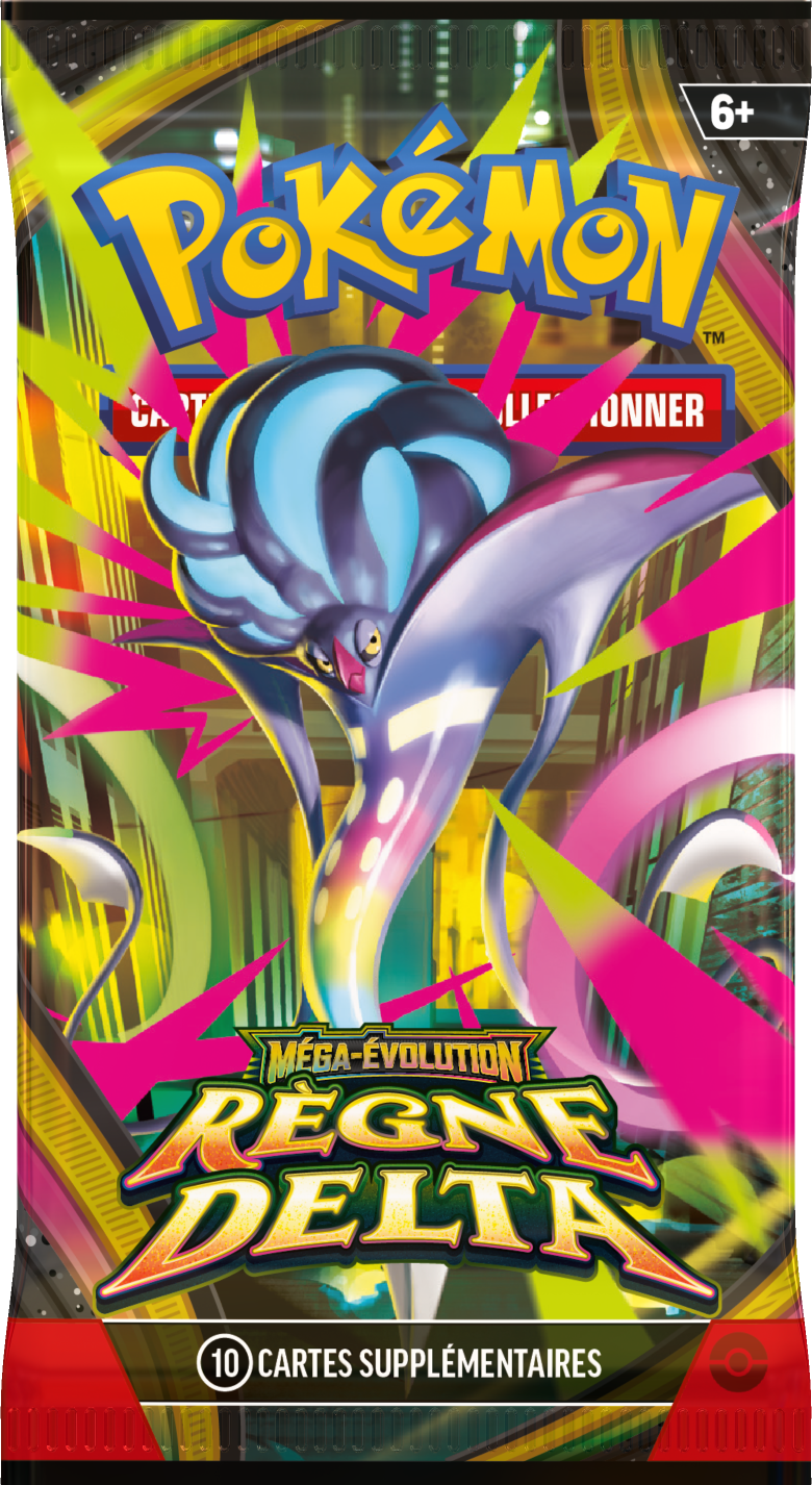 Pokémon Booster-Display mit blauem Mega-Evolution Delta-Reign Pokémon-Artwork