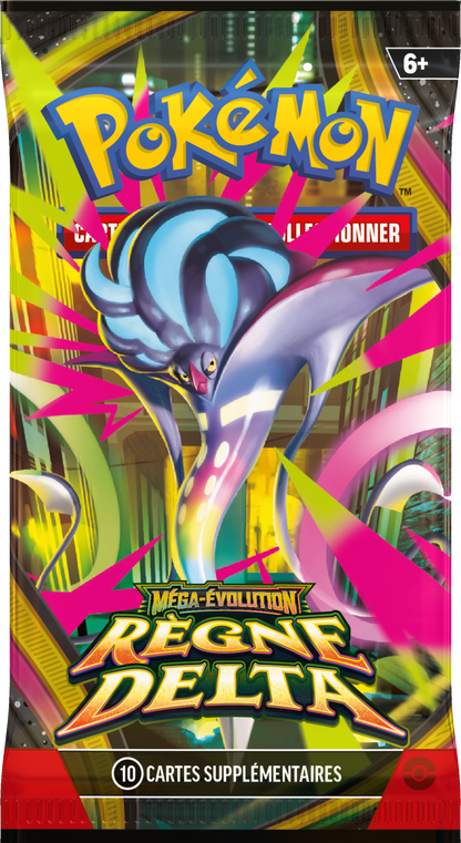Pokémon Booster-Display mit blauem Mega-Evolution Delta-Reign Pokémon-Artwork