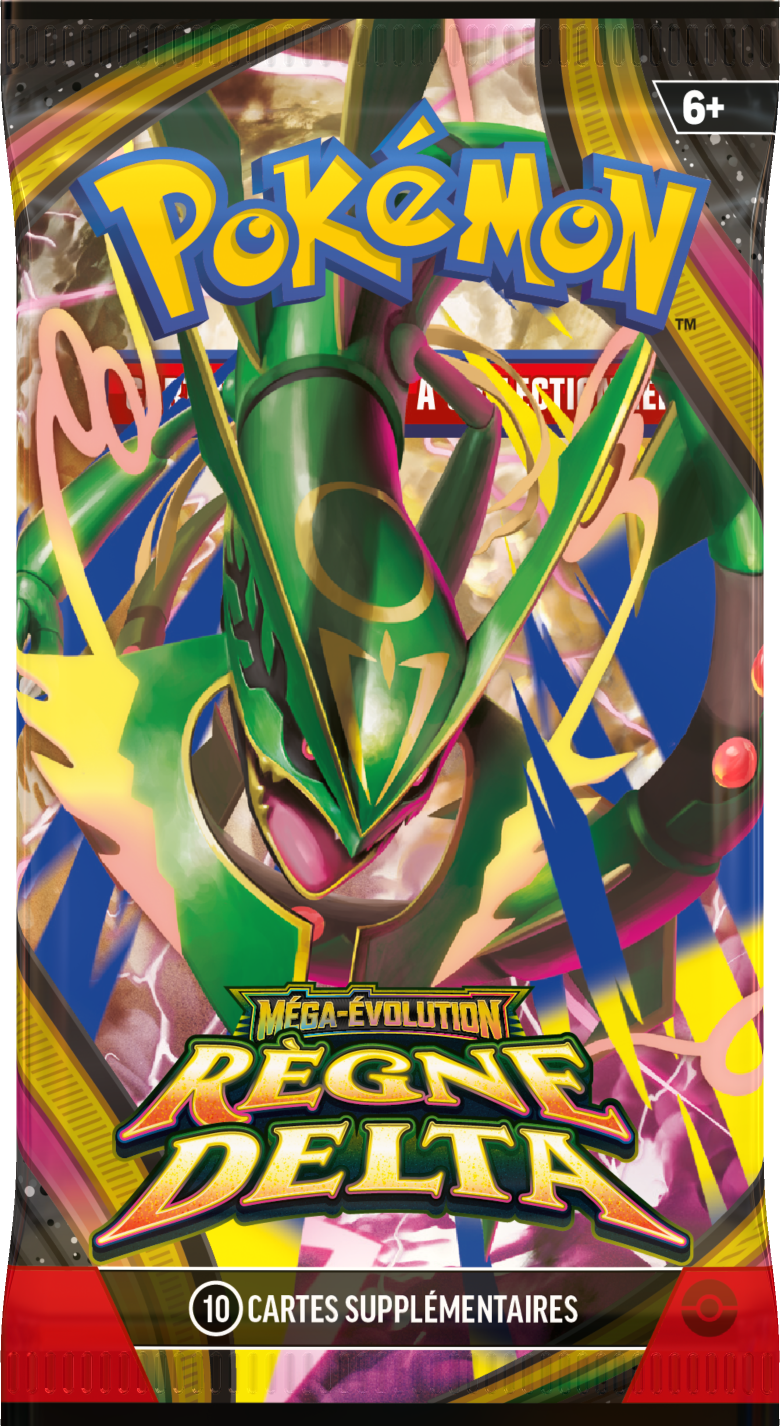 Pokémon Booster-Display mit grünem Mega-Evolution Delta-Reign Pokémon-Artwork