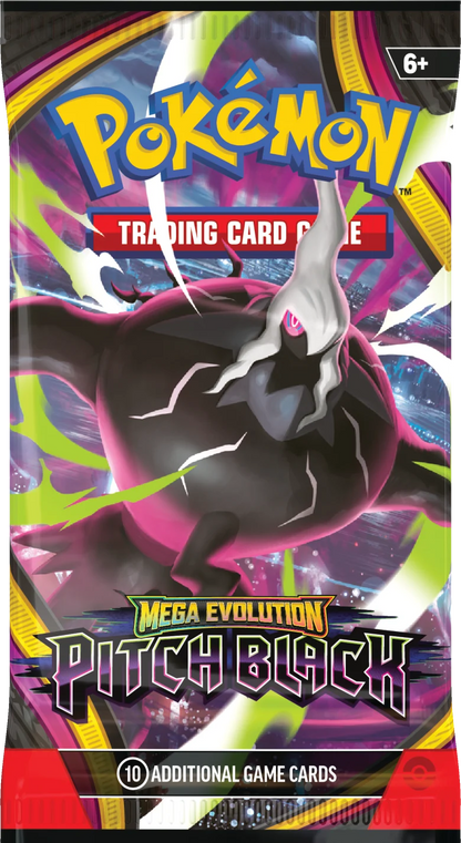 Pokémon Pitch Black Booster-Display mit Figurenillustration, 6+ und „Trading Card Game“.