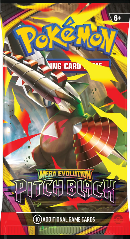 Pokémon Pitch Black Booster-Display mit Trading-Card-Design, 6+, „Mega Evolution“.