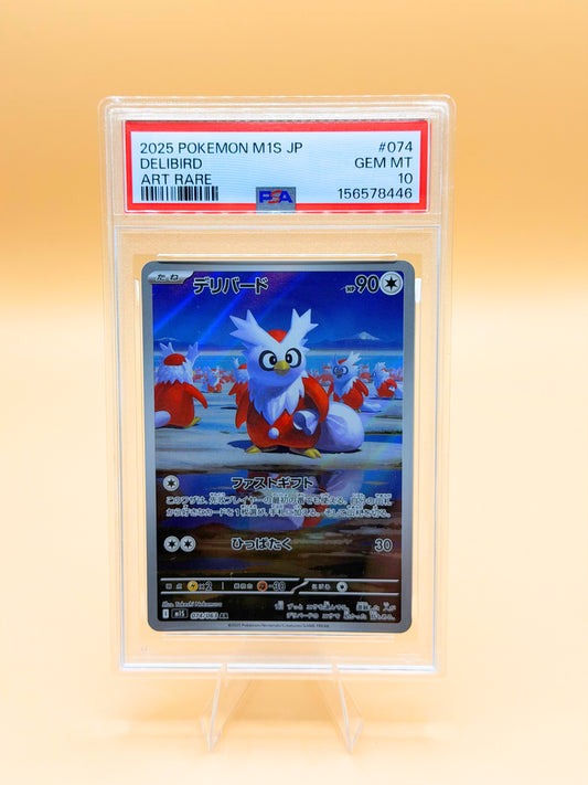 PSA-10 bewertete Delibird-Pokémonkarte #074/063 als Art Rare in Klarsicht-Hülle