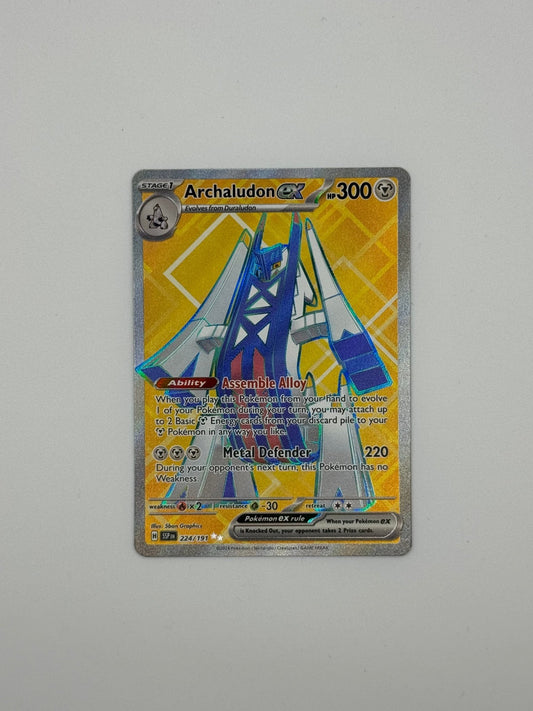 Pokémon-Karte Archaludon EX Double Rare Holo mit holografischem Effekt, 224/191