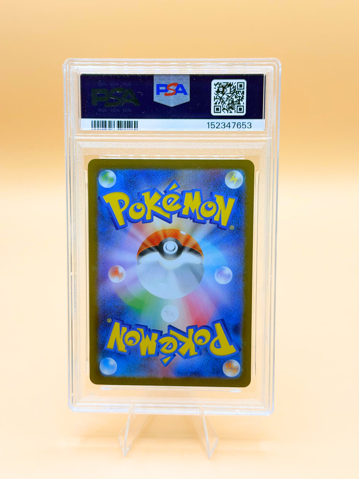 PSA-10 Pokémon-Sammelkarte in PSA-Hülle, Rückseite sichtbar