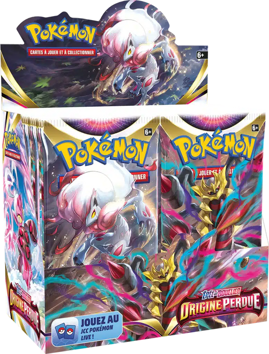 Pokémon Boosterbox mit Fantasy-Cover und Kartenpacks im Sichtfenster