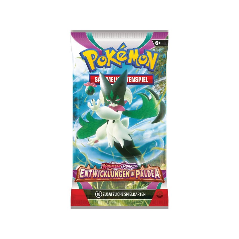 Pokémon Boosterpack mit grüner und weißer Pokémon-Abbildung, Sammelkartenspiel