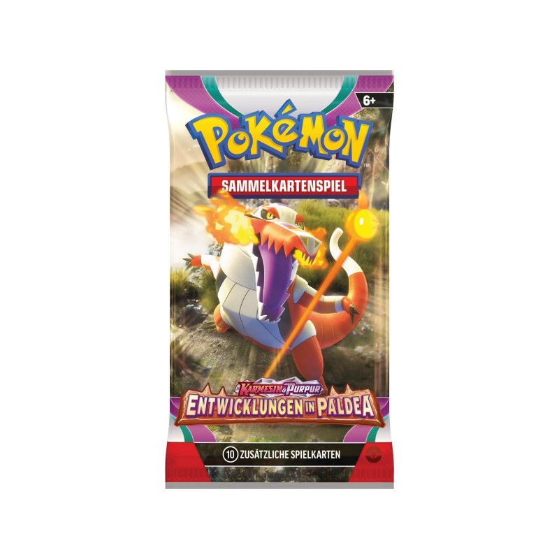 Pokémon Boosterpack mit orange Pokémon-Abbildung, Sammelkartenspiel