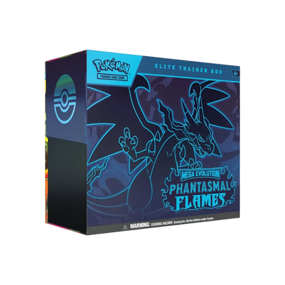 Pokémon Elite-Trainer-Box „Phantasmal Flames“ mit Mega-Evolution-Design, verschlossen