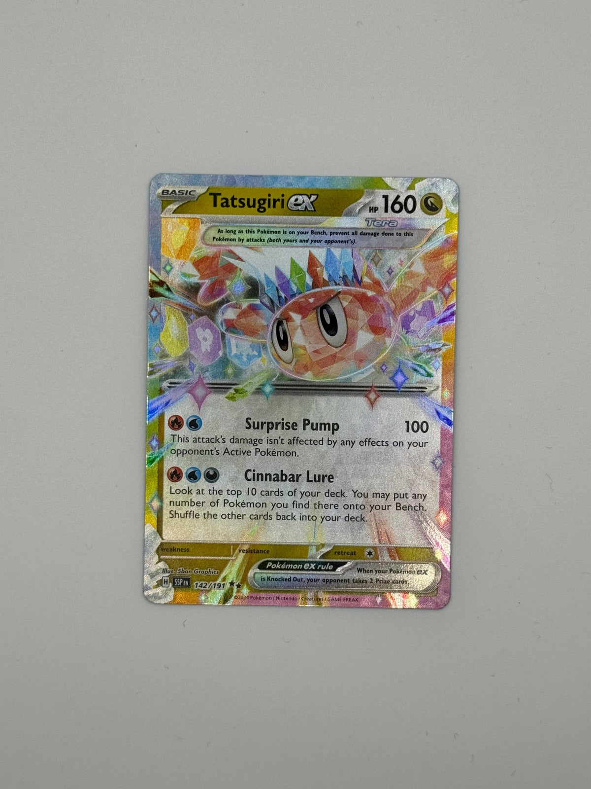 Holografische Pokémon-Karte „Tatsugiri EX“, doppelte Rare-Holo, mit Surprising Pump